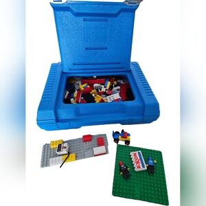 LEGO Vintage 1984 Blue Organizer Box With Assorted Legos original & Newer
